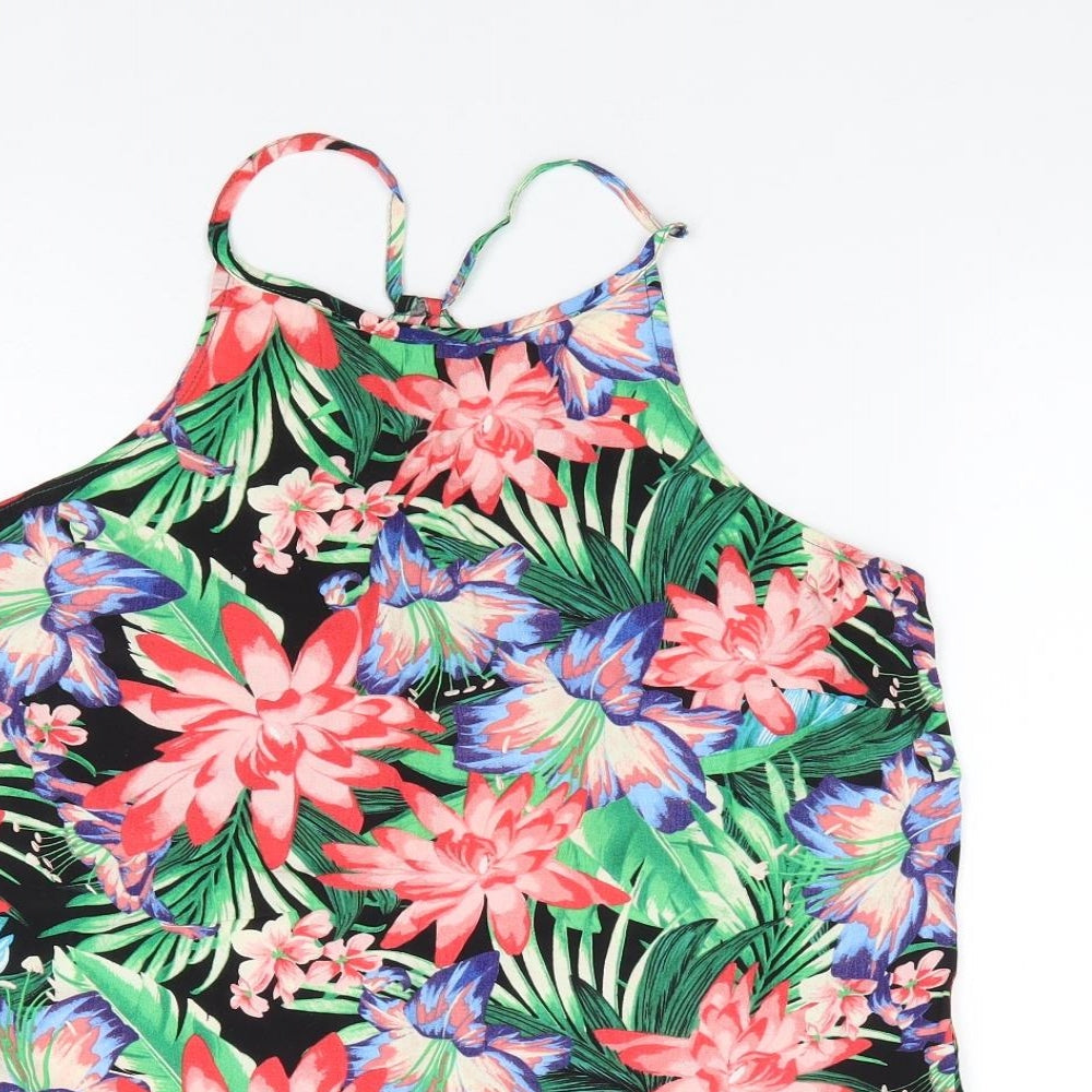 New Look Womens Multicoloured Floral Viscose Camisole Tank Size 10 Round Neck