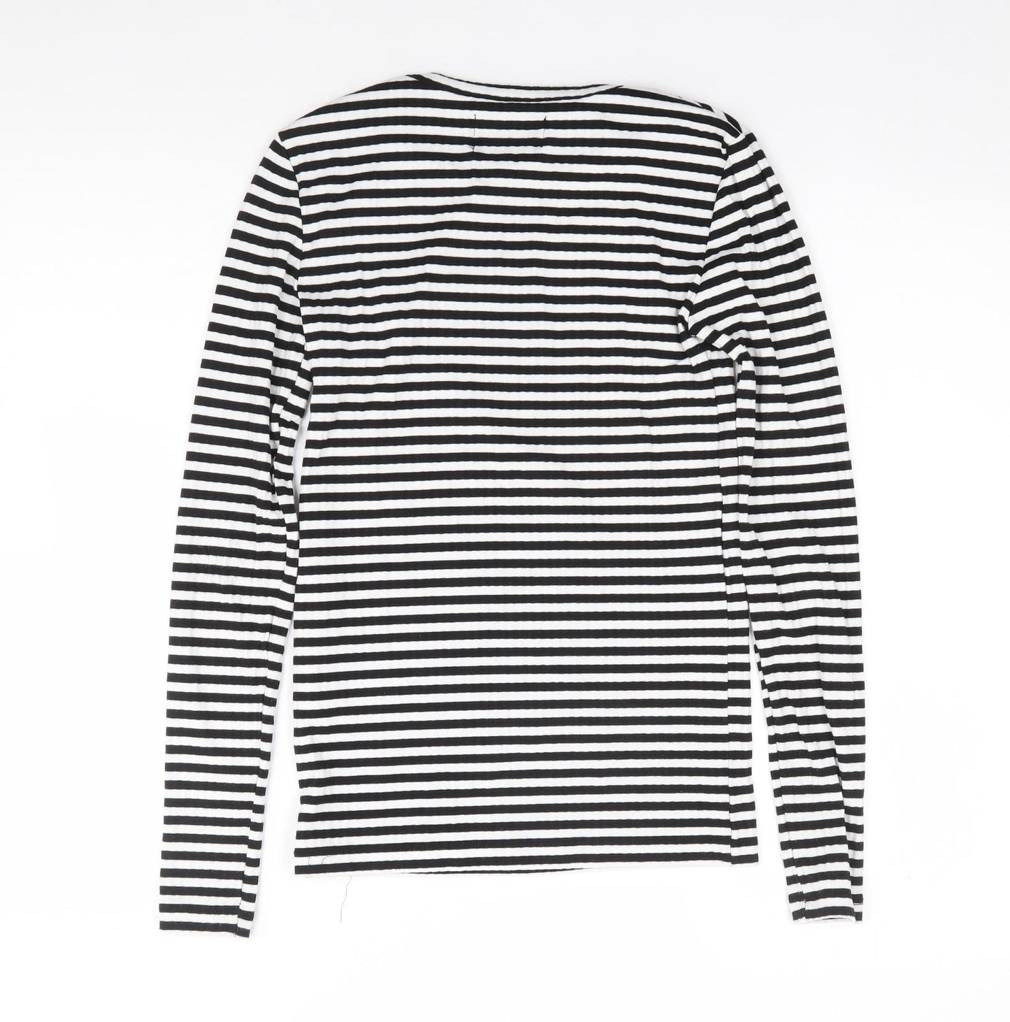 Pieces Womens Multicoloured Striped Polyester Jersey T-Shirt Size XS Round Neck