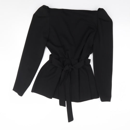 Passion LyLy Womens Black  Viscose Jersey Blouse Size S Boat Neck