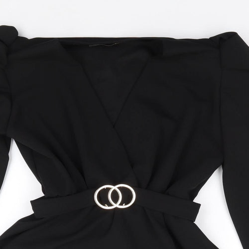 Passion LyLy Womens Black  Viscose Jersey Blouse Size S Boat Neck