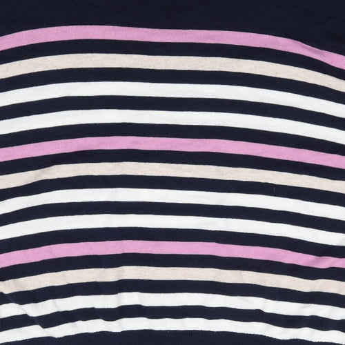 Marks and Spencer Womens Multicoloured Round Neck Striped 100% Cotton Pullover Jumper Size XL