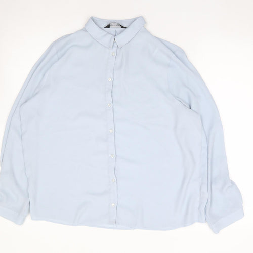 Dorothy Perkins Womens Blue  Polyester Jersey Button-Up Size 14 Collared