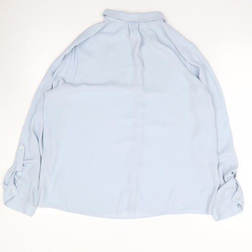 Dorothy Perkins Womens Blue  Polyester Jersey Button-Up Size 14 Collared