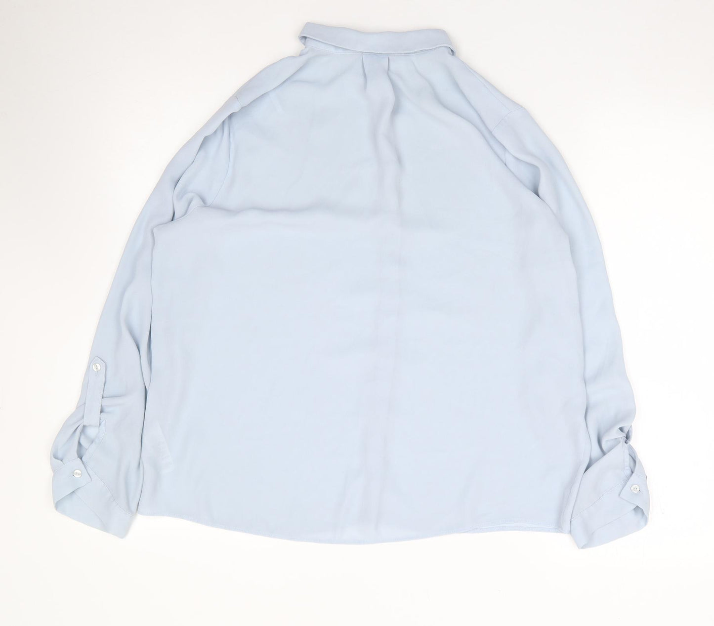 Dorothy Perkins Womens Blue  Polyester Jersey Button-Up Size 14 Collared
