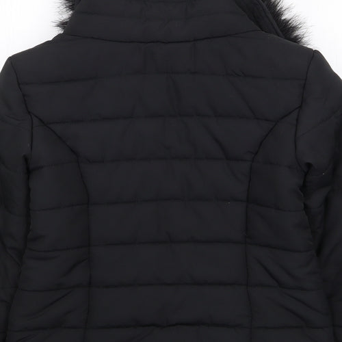 H&M Girls Black   Parka Coat Size 11 Years  Zip