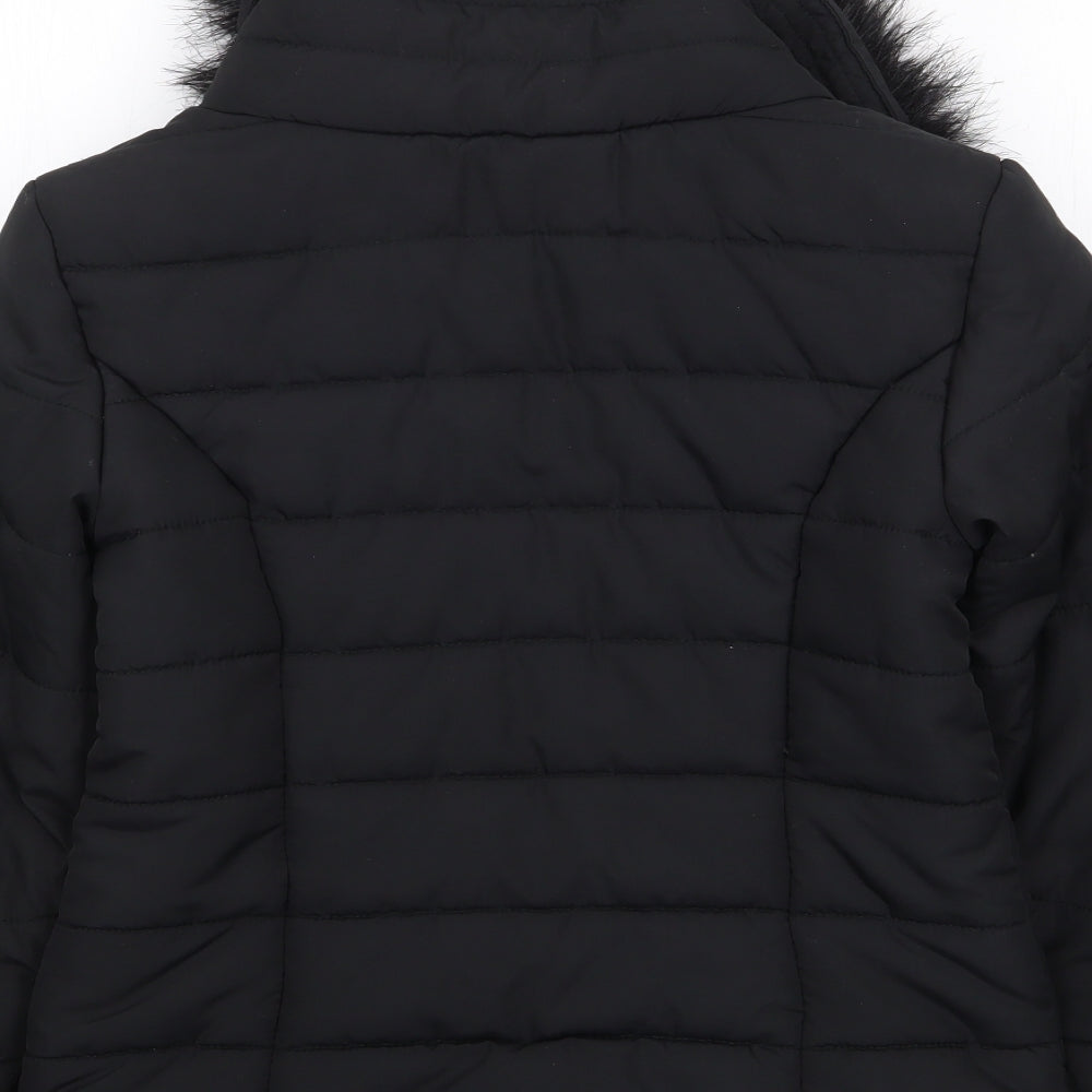 H&M Girls Black   Parka Coat Size 11 Years  Zip