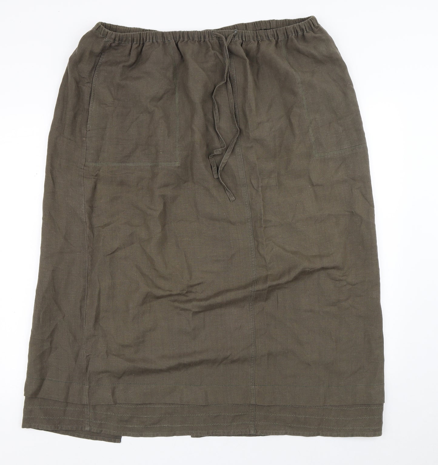 East Coast Womens Green  Linen Cargo Skirt Size 22 in   Drawstring