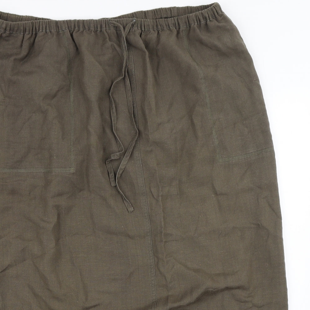 East Coast Womens Green  Linen Cargo Skirt Size 22 in   Drawstring