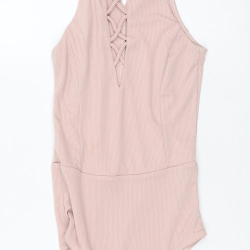 Miss Selfridge Womens Pink  Polyester Bodysuit One-Piece Size 4 L10 in