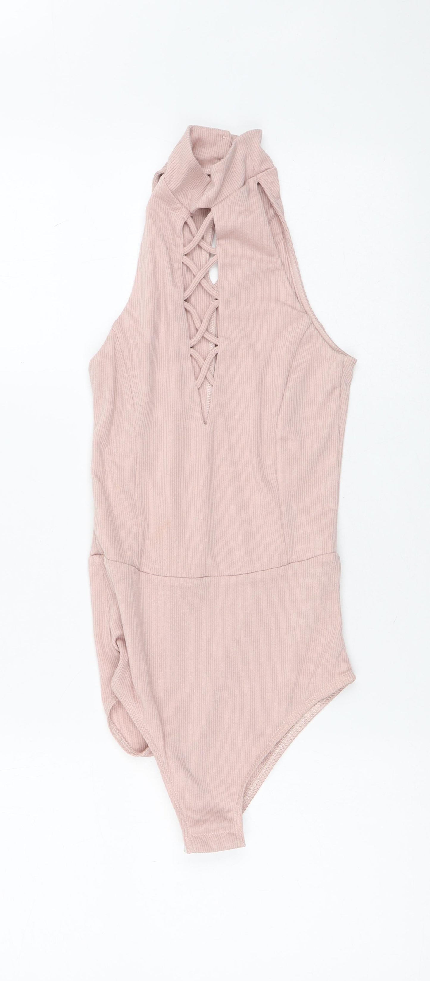 Miss Selfridge Womens Pink  Polyester Bodysuit One-Piece Size 4 L10 in
