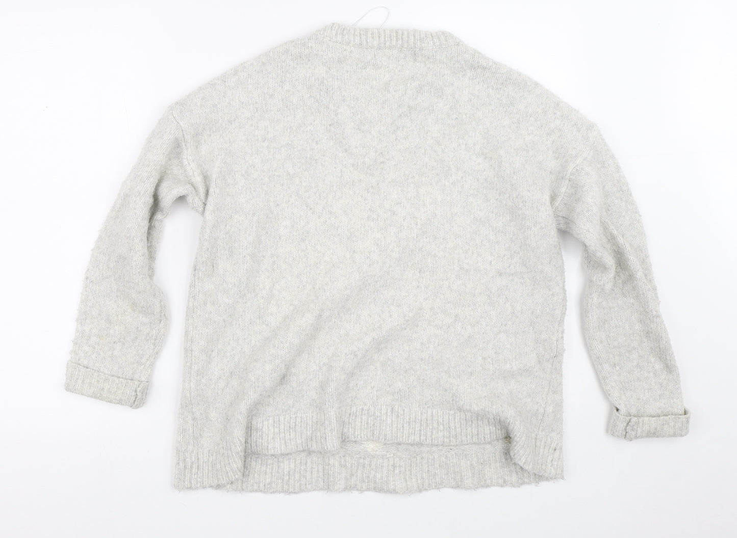 El Corte Inglés Womens White Crew Neck Argyle/Diamond Acrylic Pullover Jumper Size S