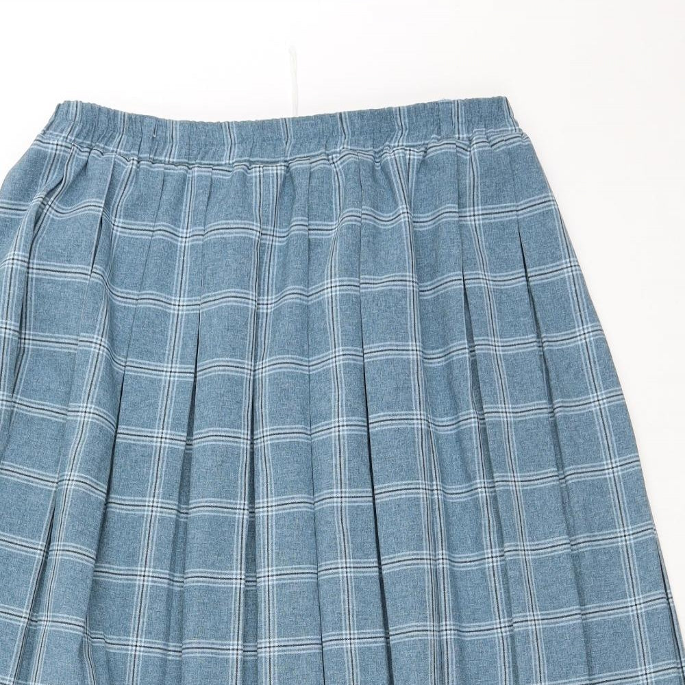 Bonmarché Womens Blue Plaid Polyester A-Line Skirt Size 16