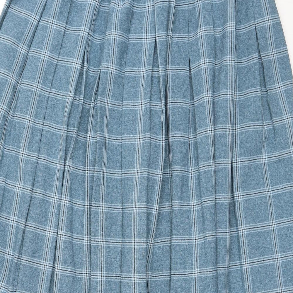 Bonmarché Womens Blue Plaid Polyester A-Line Skirt Size 16