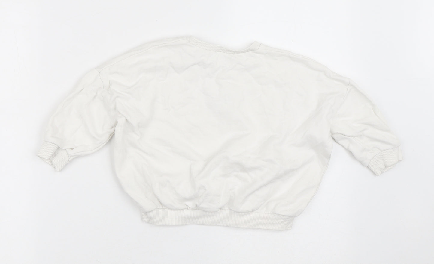 Matalan Girls White  100% Cotton Pullover Sweatshirt Size 2-3 Years   - Flowers
