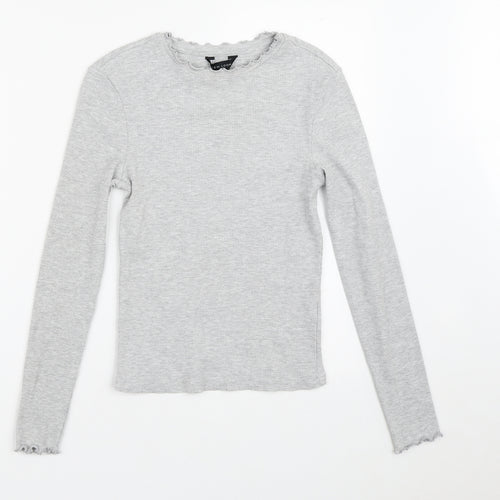 New Look Womens Grey Crew Neck  Cotton Pullover Jumper Size 8