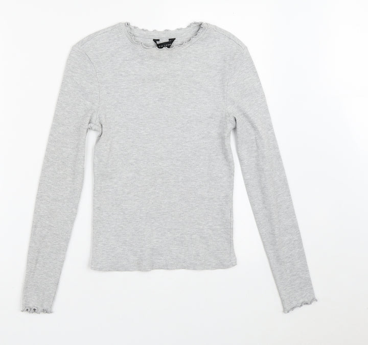 New Look Womens Grey Crew Neck Cotton Pullover Jumper Size 8
