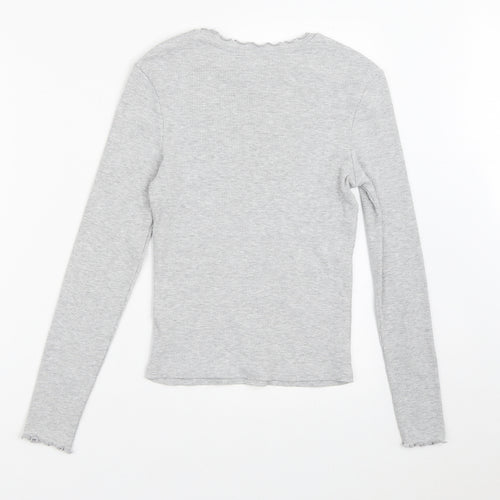 New Look Womens Grey Crew Neck  Cotton Pullover Jumper Size 8