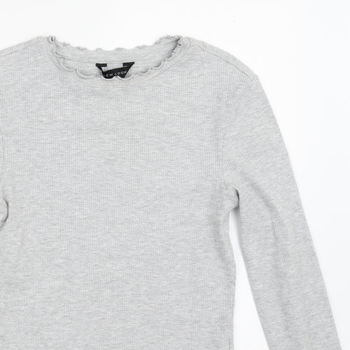New Look Womens Grey Crew Neck  Cotton Pullover Jumper Size 8