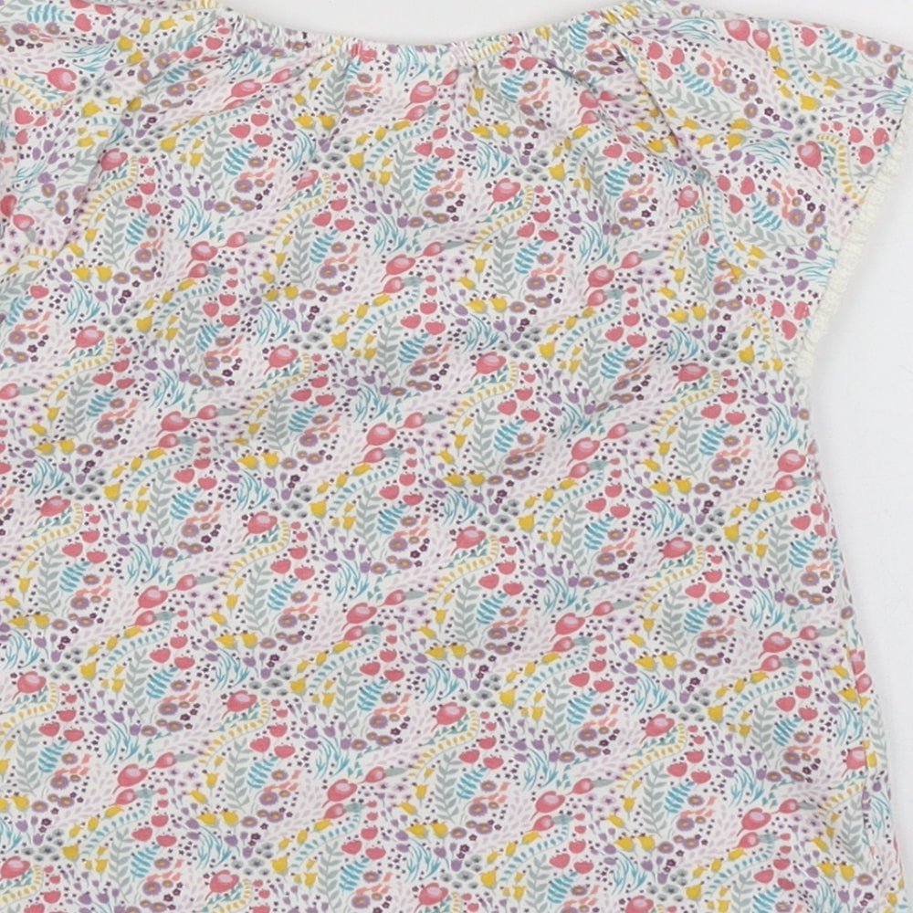 NEXT Girls Multicoloured Floral Cotton Basic T-Shirt Size 18-24 Months Round Neck