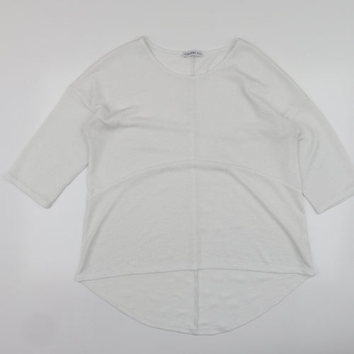 Gallery Womens White  Polyester Basic Blouse Size L Round Neck