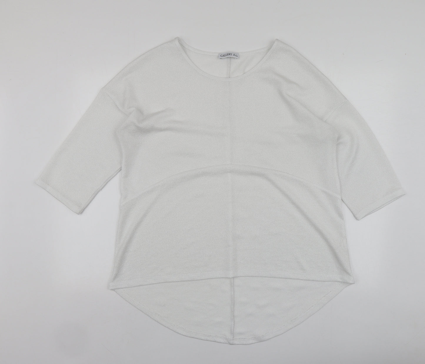Gallery Womens White  Polyester Basic Blouse Size L Round Neck