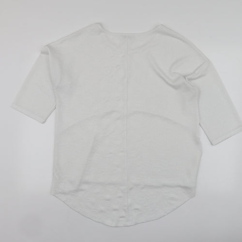 Gallery Womens White  Polyester Basic Blouse Size L Round Neck
