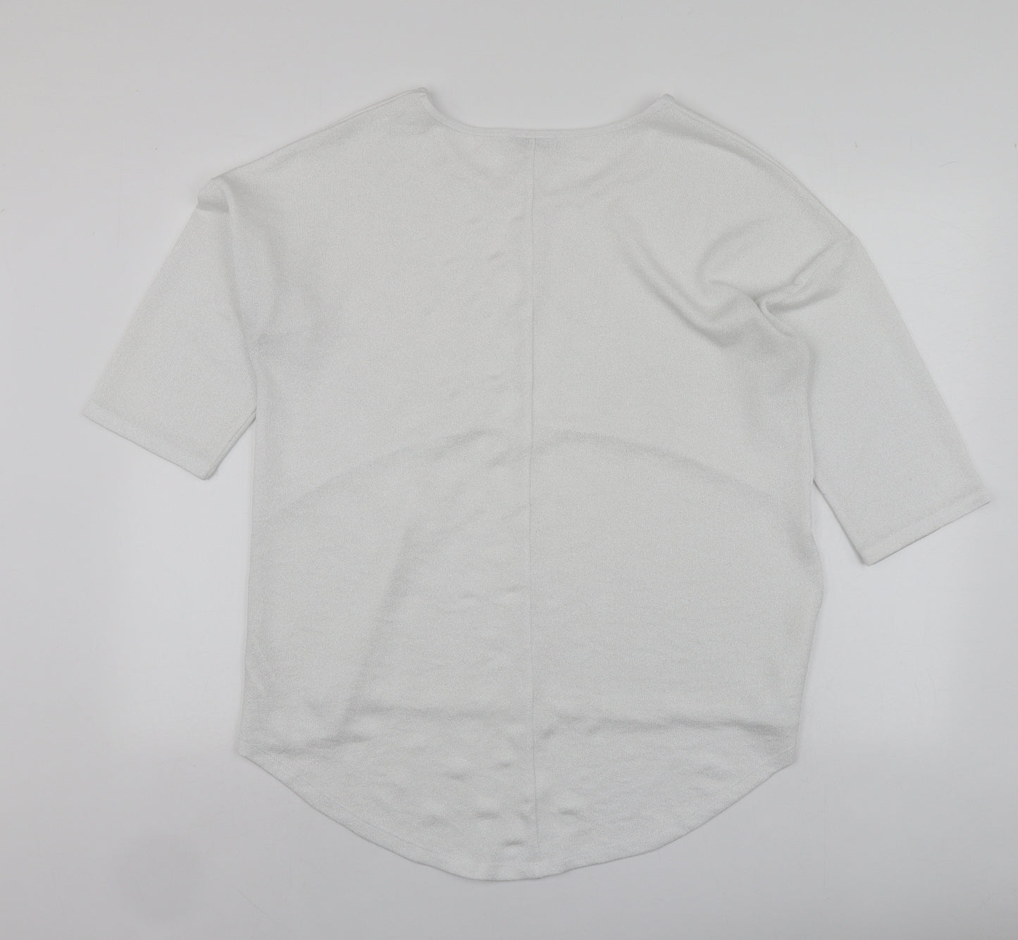 Gallery Womens White  Polyester Basic Blouse Size L Round Neck