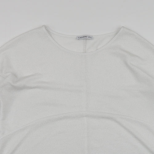 Gallery Womens White  Polyester Basic Blouse Size L Round Neck