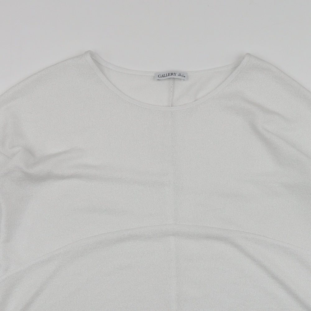 Gallery Womens White  Polyester Basic Blouse Size L Round Neck