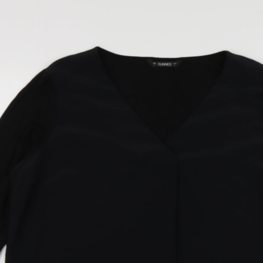 Dunnes Stores Womens Black  Viscose Basic Blouse Size L V-Neck