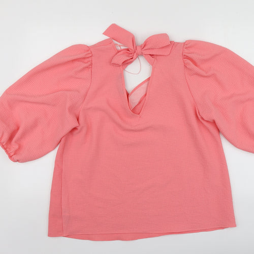 F&F Womens Pink  Polyester Basic Blouse Size 14 Round Neck