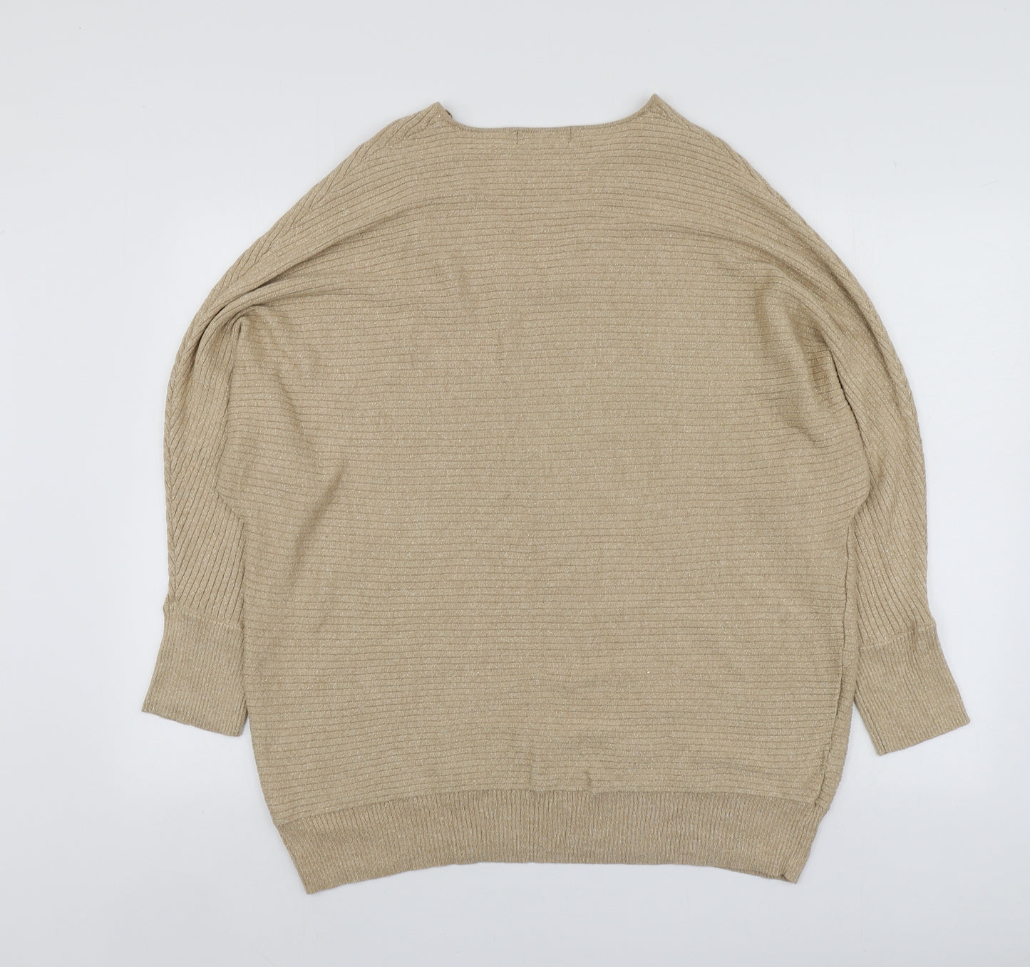 F&F Womens Gold V-Neck  Viscose Pullover Jumper Size 16