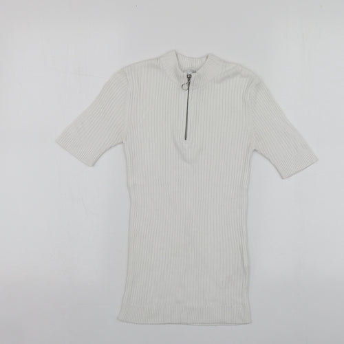 Savida Womens White High Neck  Acrylic Pullover Jumper Size 6