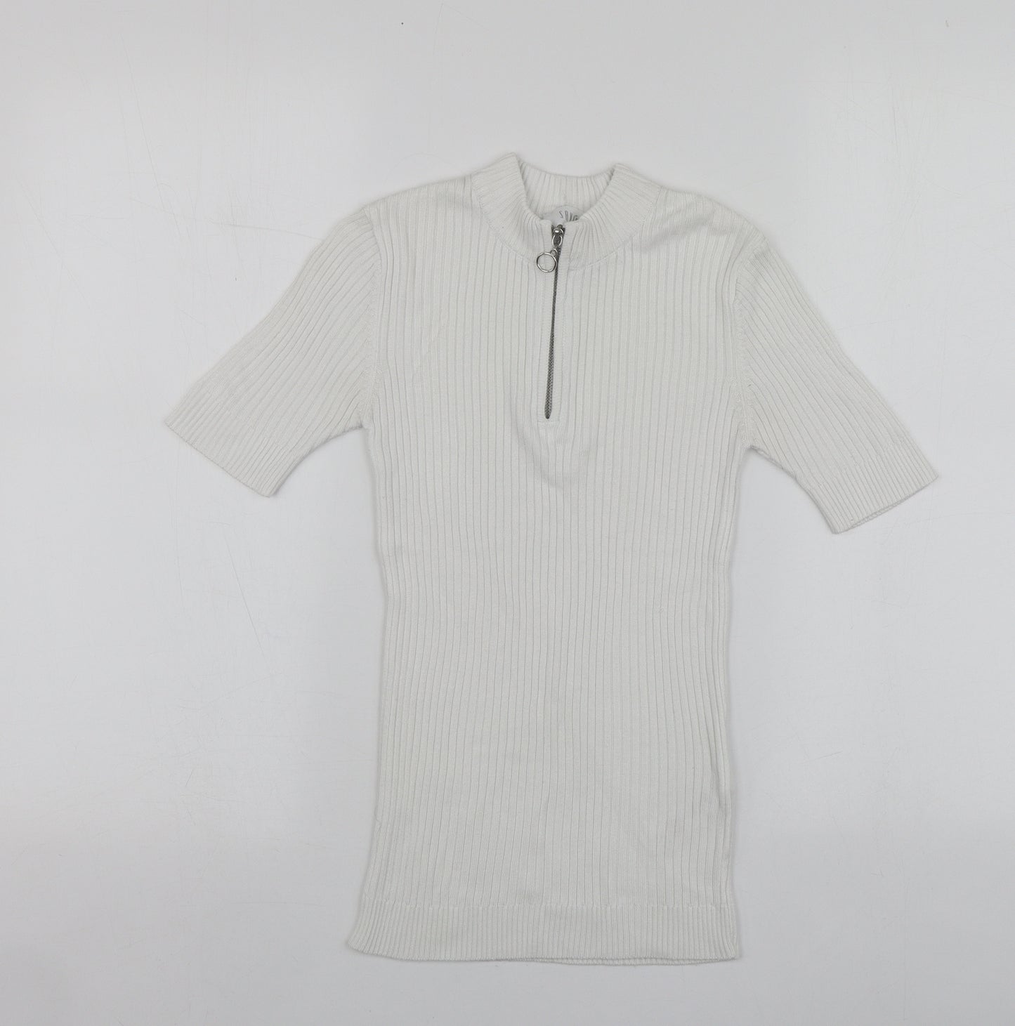 Savida Womens White High Neck  Acrylic Pullover Jumper Size 6