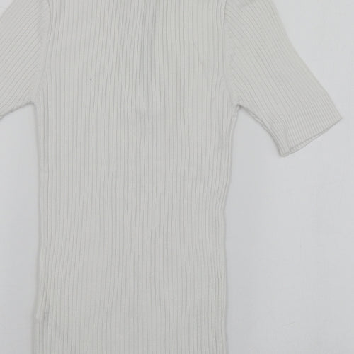 Savida Womens White High Neck  Acrylic Pullover Jumper Size 6