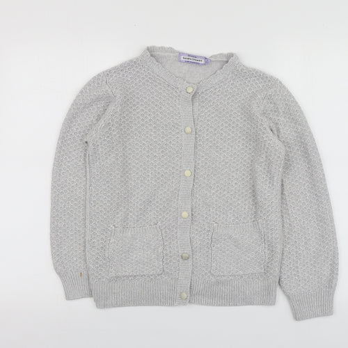 Honor Womens Grey V-Neck  Acrylic Cardigan Jumper Size S