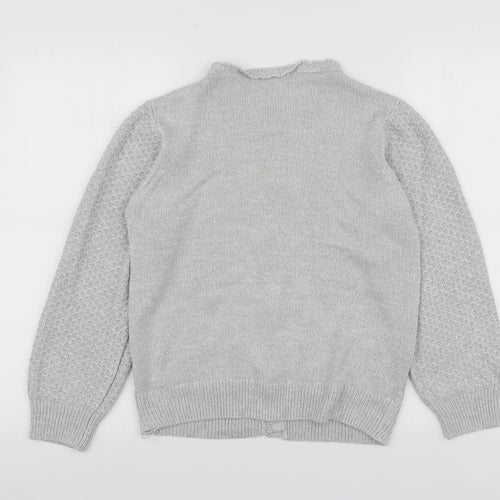 Honor Womens Grey V-Neck  Acrylic Cardigan Jumper Size S