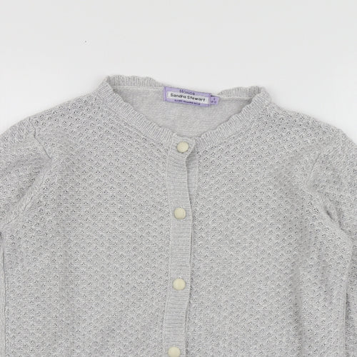 Honor Womens Grey V-Neck  Acrylic Cardigan Jumper Size S