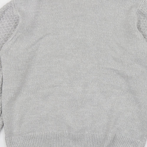 Honor Womens Grey V-Neck  Acrylic Cardigan Jumper Size S