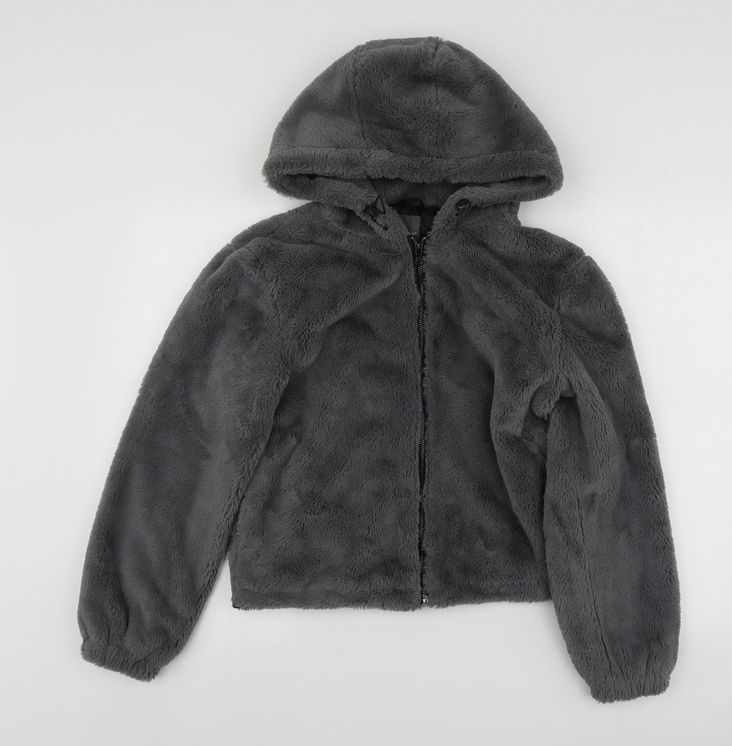 Primark Womens Grey  Polyester Full Zip Hoodie Size 4