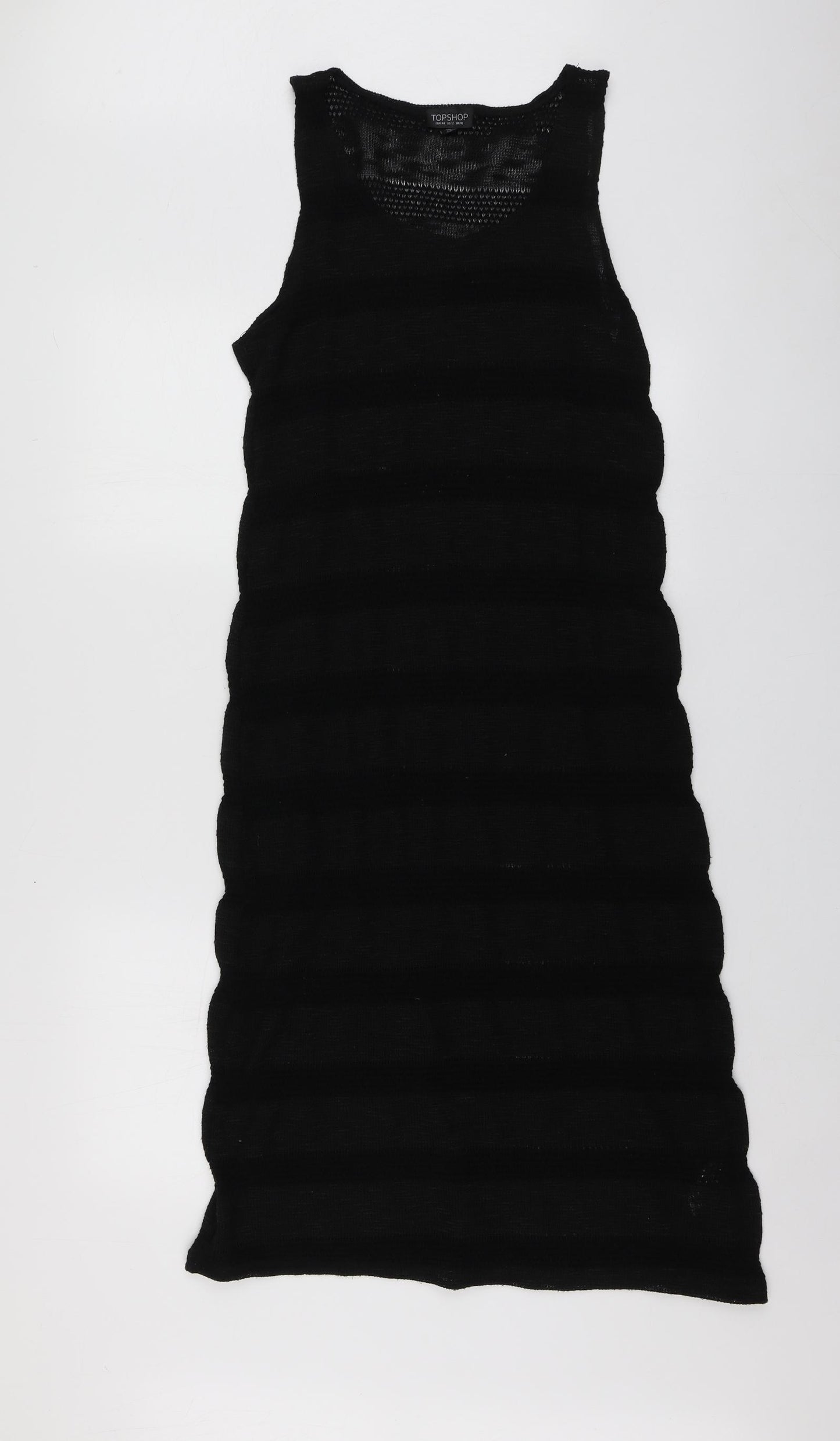 Topshop Womens Black  Polyester A-Line  Size 16  Round Neck