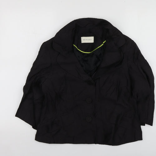 Minuet Womens Black  Linen Jacket Blazer Size 14
