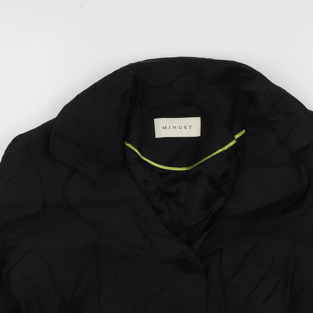 Minuet Womens Black  Linen Jacket Blazer Size 14