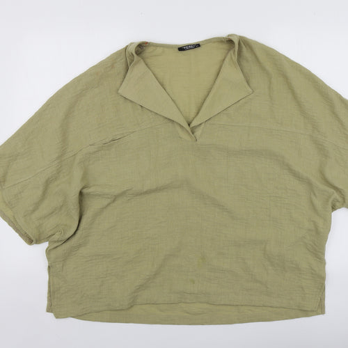 Perry Womens Green  Viscose Basic Blouse One Size V-Neck