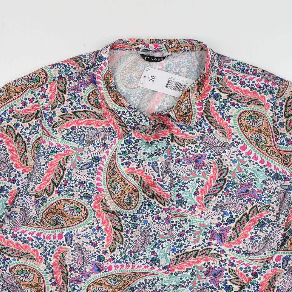 Et Vous Womens Multicoloured Paisley Polyester Basic Blouse Size 20 Collared