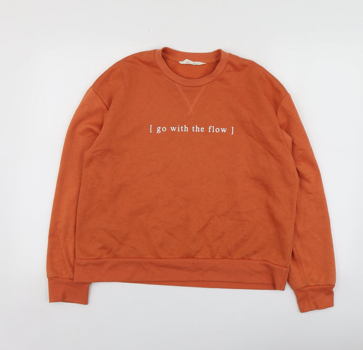 Primark Womens Orange Polyester Pullover Hoodie Size S