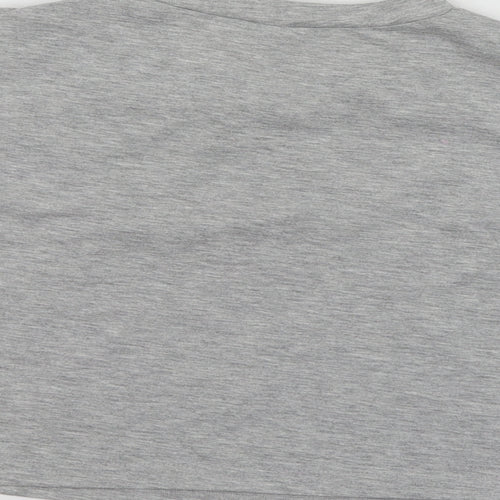 SheIn Womens Grey Geometric Polyester Basic T-Shirt Size M Round Neck