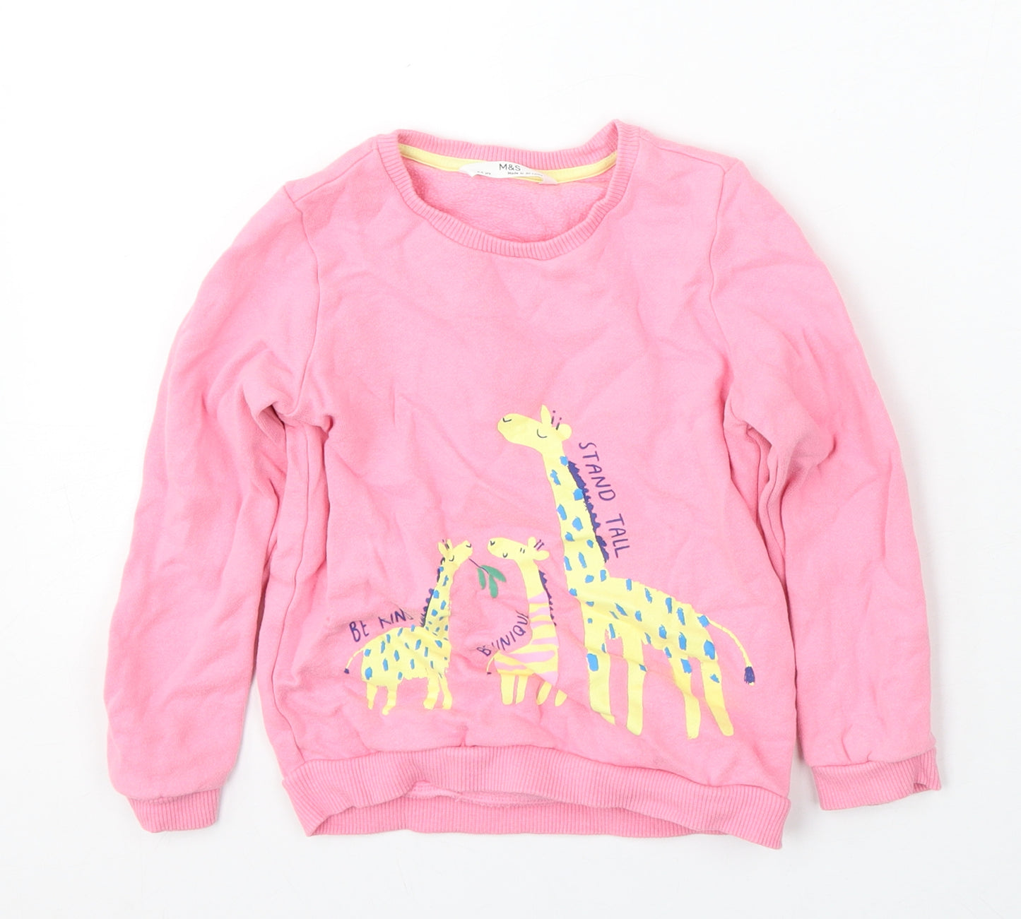 Marks and Spencer Girls Pink  Cotton Pullover Sweatshirt Size 4-5 Years