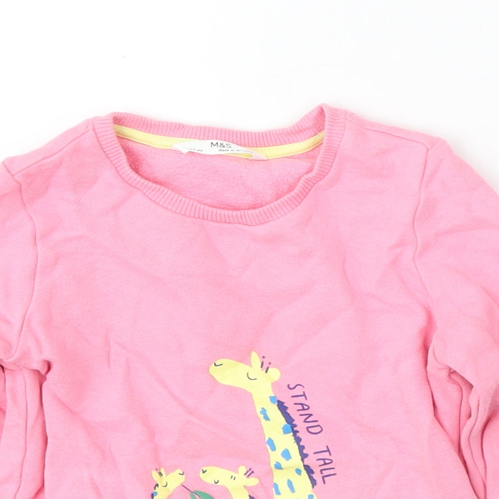 Marks and Spencer Girls Pink  Cotton Pullover Sweatshirt Size 4-5 Years