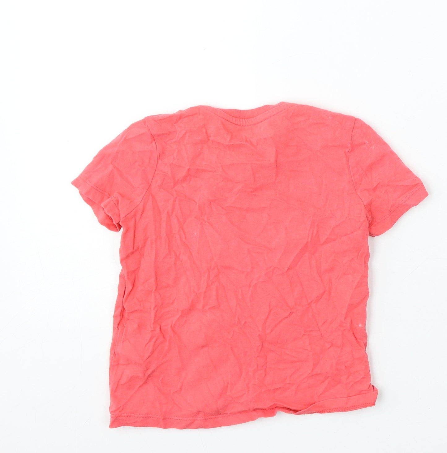Marks and Spencer Boys Red  Cotton Basic T-Shirt Size 5-6 Years Round Neck